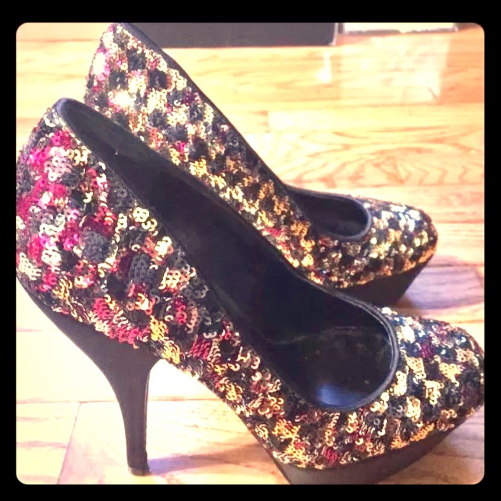 9 West Sequin Heels NWOB